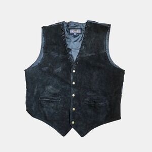 Vintage Pointe Genuine Suede Leather Western Vest Mens XL‎ Sheriff Cowboy Rodeo